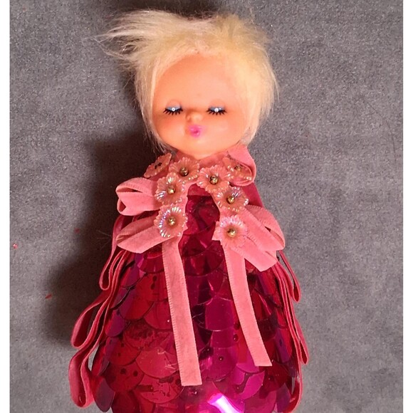 Mod Christmas Angel Doll Decoration Spangled Ornament - Picture 1 of 5